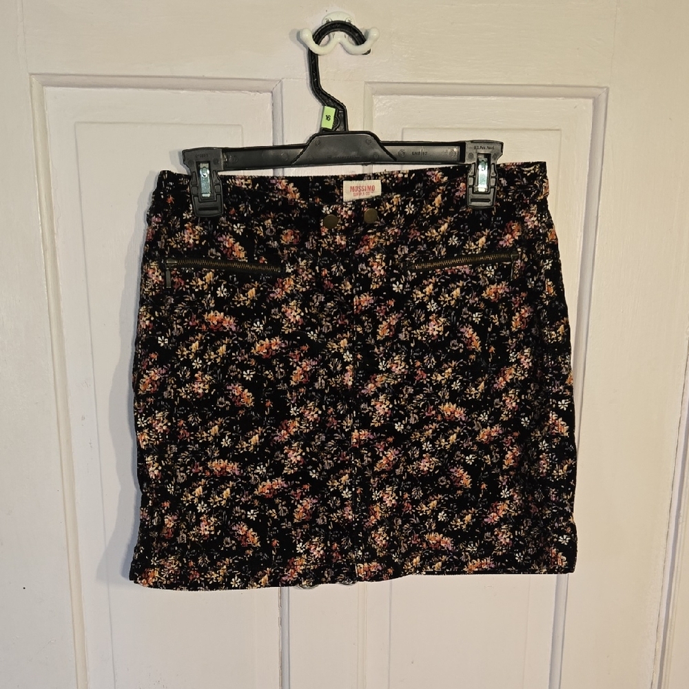 Mossimo Supply Co. Black Mini Skirt with Pink & Cream Floral Print